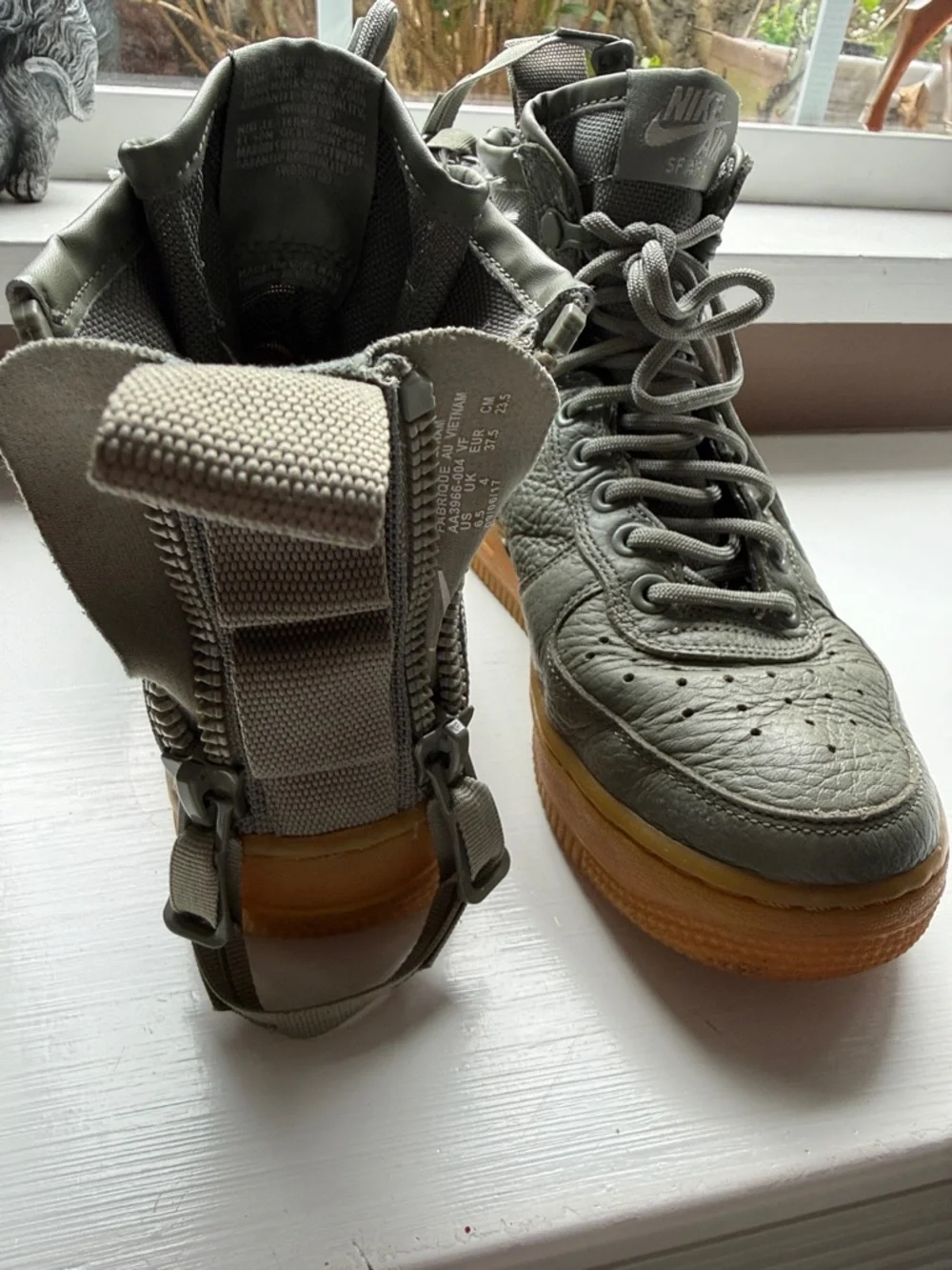 Nike High-Top Air Force 1 Military-Style Sneakers - Grey with Gum Sole - Picture 3 of 11